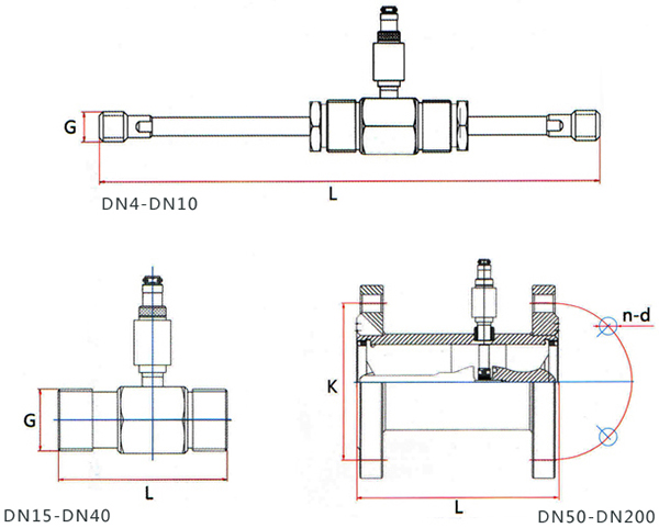 dn10液體渦輪流量計(jì)外形尺寸圖