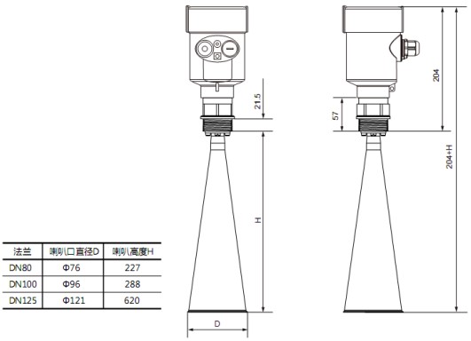 導(dǎo)波雷達(dá)液位計RD708外形尺寸圖