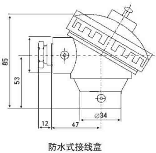 卡箍式熱電阻防水接線盒結(jié)構(gòu)圖