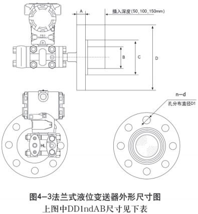 液氨儲罐液位計(jì)法蘭式外形尺寸圖